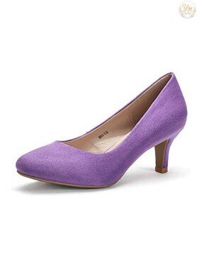 Low Kitten Heels Round Toe Slip On Pumps Dress Shoes